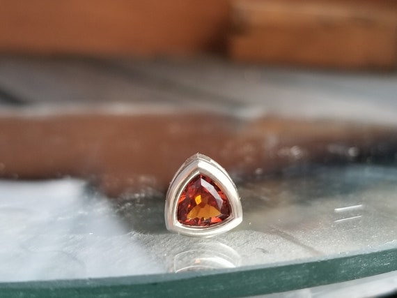 Spessartite Gold Pendant Sliding Bezel 7mm Gemstone
