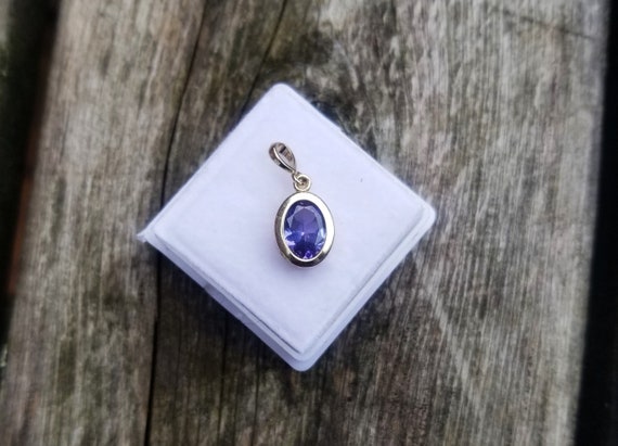 Tanzanite Oval Bezel Set Pendant, December Birthstone 8x6mm Oval Tanzanite Pendant Gift for Her, Free Shipping to USA