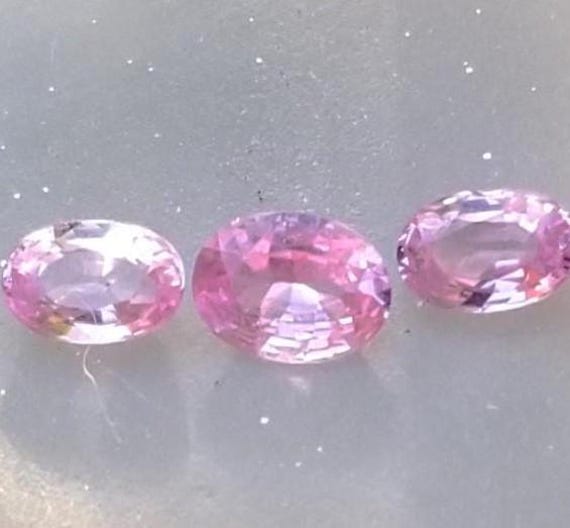 Natural Pastel Pink Sapphire Set, Oval Ceylon Pink Sapphires for Anniversary Jewelry