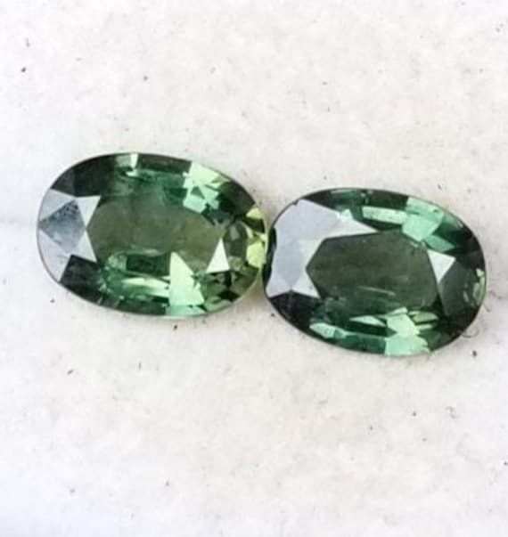 Ceylon Oval Green Sapphire Pair for Earrings Gift, September Birthstone