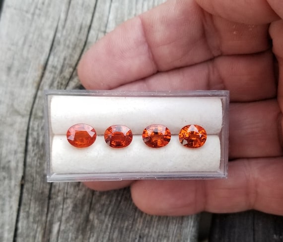 Orange Oval Spessartite Garnets for Jewelry, January Birthstone for Earrings, Orange Garnet for Anniversary Jewelry, Free Shipping to USA