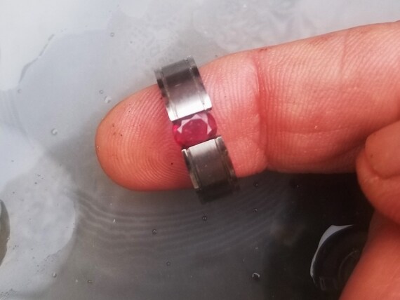 Ruby Tension Setting Ring, Stainless Steel ring, … - image 4