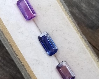 Sapphire Gemstone Set, Emerald Cut 2.88 Cts, Jewelry Making Supplies