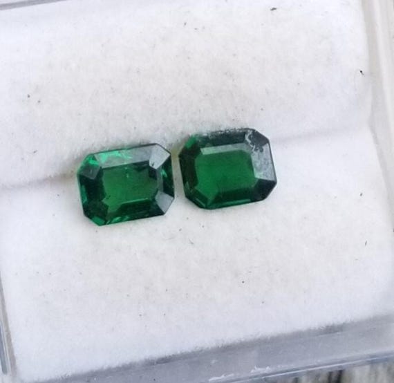 Natural Tsavorite Garnet Pair Emerald Cut Shape for Earrings, January Birthstone