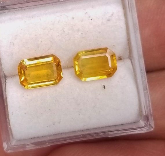 Ceylon Yellow Sapphire 7x5MM Emerald Cut Pair