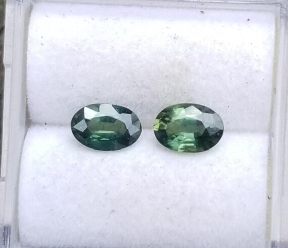 Natural Ceylon Green Sapphire Pair for Earrings, September Birthstone