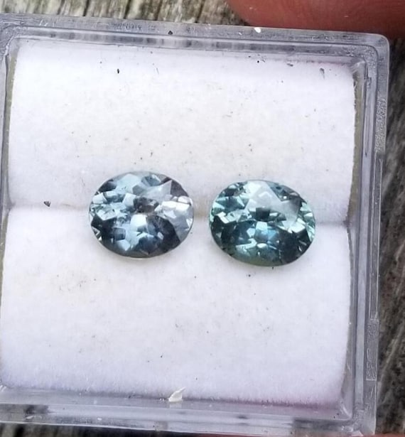 Oval Teal Ceylon Sapphire Oval Matching Pair for Earrings
