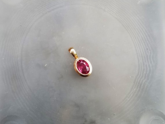 Natural Sapphire 8x6MM Oval Shape  Yellow Gold Bezel Set Pendant Gift for Her