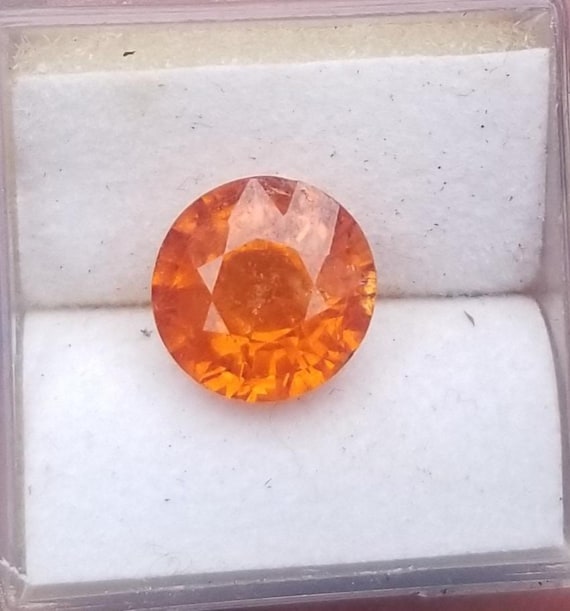 Mandarin Round Orange Garnet January Birthstone, Fanta Color Gemstone for January Jewelry