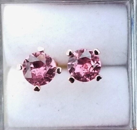 14k Rose Gold Round Sapphire Earrings