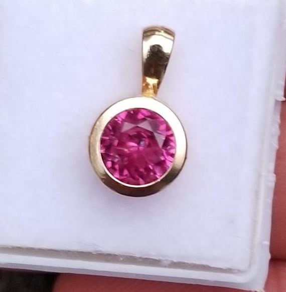 Unique Sapphire Color Yellow Gold Bezel Set Pendant