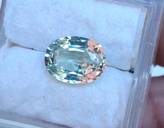 Ceylon Oval Light Mint Green Sapphire 2.61 Carats September Gemstone