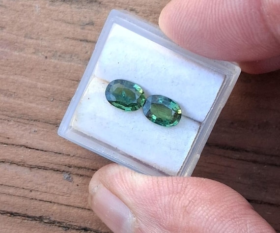 Natural Ceylon Green Sapphire Calibrated 7x5 mm Oval Pair for Earrings