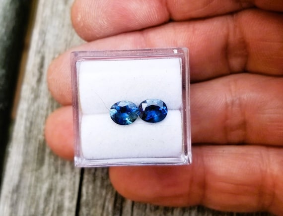 Natural Blue Sapphire Oval Pair for Earrings, September Birthstone for Jewelry Making, Free Shipping to North America