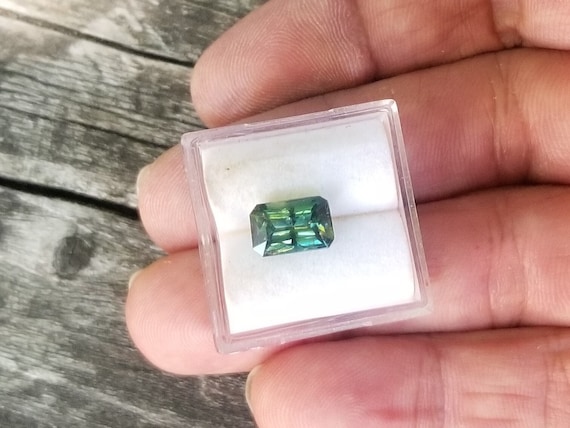 September Birthstone Gift for Her Anniversary Blue Green Sapphire 9.1x6MM Radiant Cut One of a Kind Gift for Her