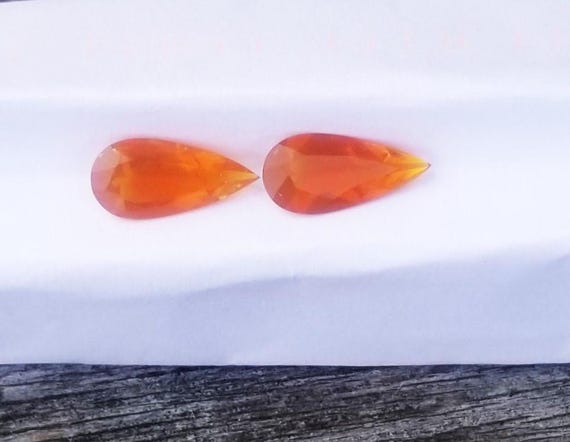 Faceted Pear Shape Mexican Crystal Opal Pair, October Birthstone for Jewelry Gift, One of a Kind Faceted Opal, Free Shipping