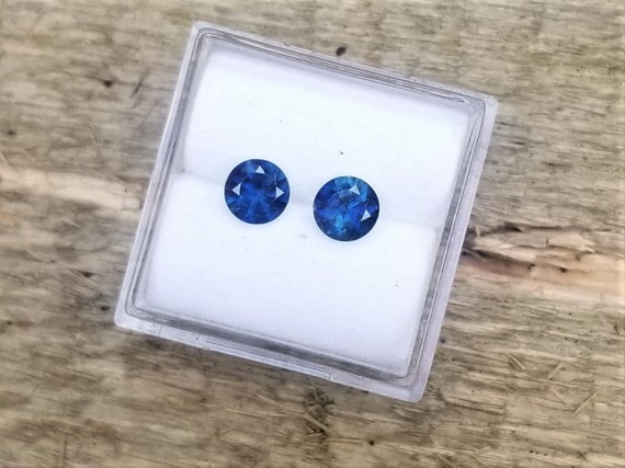Natural Velvet Blue Sapphire 5.1 MM Round Loose Gemstones  for Earrings Gift for Her