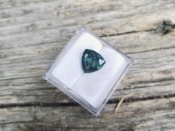 Unique Trilliant Blue Green Sapphire Approximately 9 MM