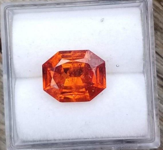 Orange Sapphire Emerald Cut 3.56 Ct Precision Cut Gemstone for Jewellery
