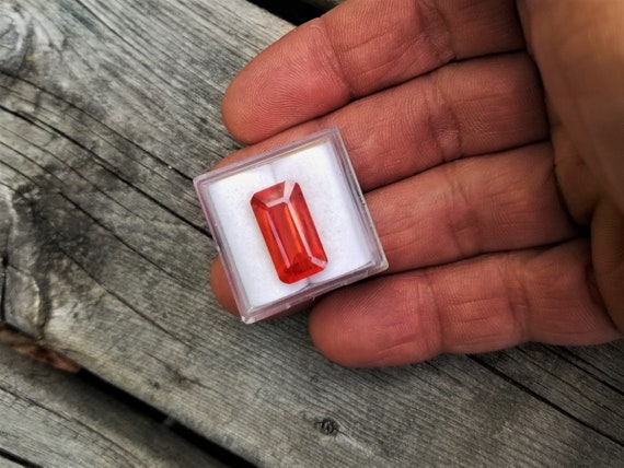 Orange Sapphire Emerald Cut 7.53cts