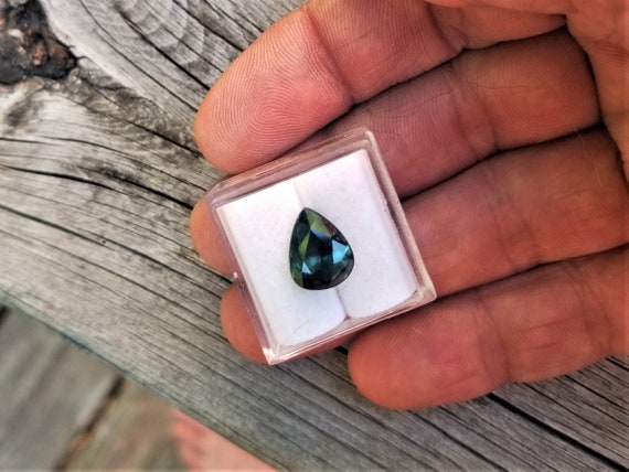 Peacock Blue Green Sapphire Gift for October Birthday for Her 11x8.8MM Pear Shape