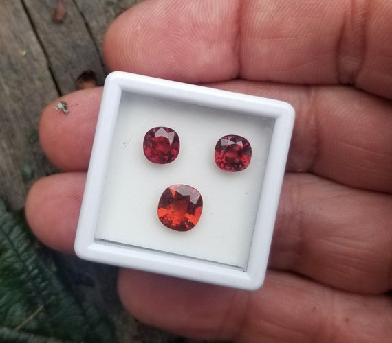 Cushion Spessartite Red Orange for Anniversary Ring, January Birthstone for Pendant and Earrings, Cushion Garnet for Anniversary Jewelry