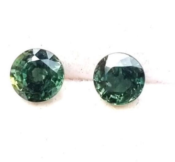 Forest Green Round Sapphire Pair for Earrings Gift for Her
