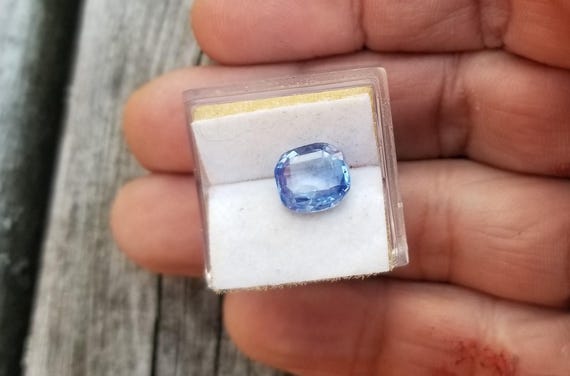Large Ceylon Light Blue Sapphire Cushion for Anniversary Ring, Free Shipping to North America