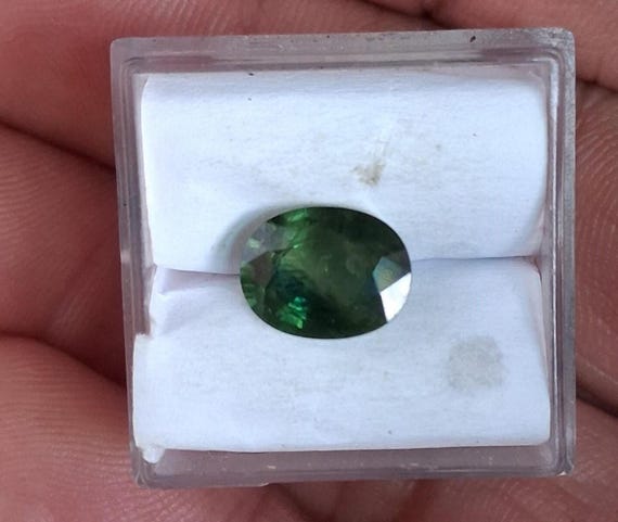 Natural Green Velvet 9x7MM Oval Sapphire,  September Birthstone 2.54 cts