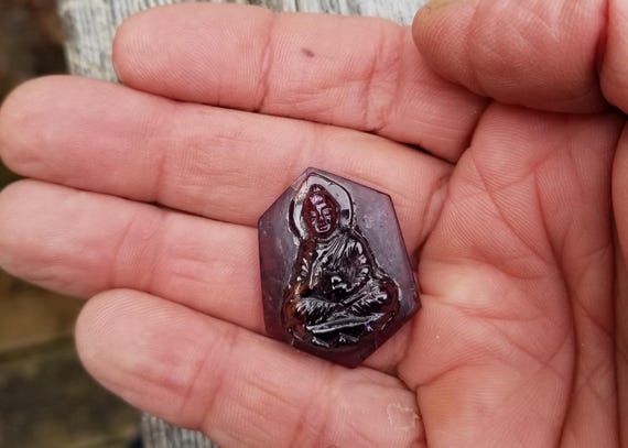Raspberry Garnet Budha Carving for Gemstone Collectors, One of a Kind Piece, Free Shipping