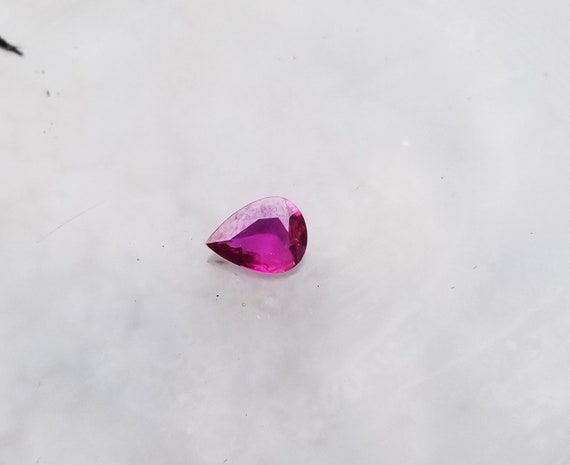 Eye Clean Ruby Pear Shape for Engagement Ring, July Birthstone for Anniversary Jewelry Gift, 8x6mm Purplish Ruby Tear Drop for Jewelry Gift