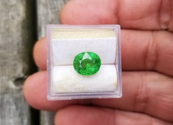 Green Garnet January Birthstone for Fine Jewelry, 3.40 Carats Tsavorite for Anniversary Gift for Her, Free Shipping to USA