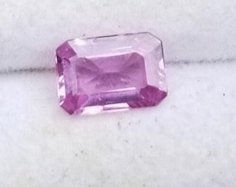 Anillo de compromiso con zafiro rosa de talla esmeralda, piedra preciosa de Ceilán de 1 ct