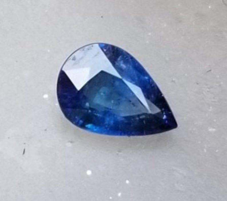 Zafiro azul real de Ceilán en forma de pera, piedra preciosa suelta (0,86 ct) imagen 1