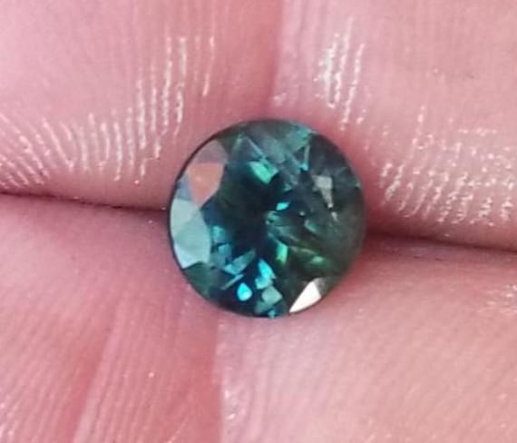 Round Blue Green Sapphire Portuguese Cut, September Birthstone