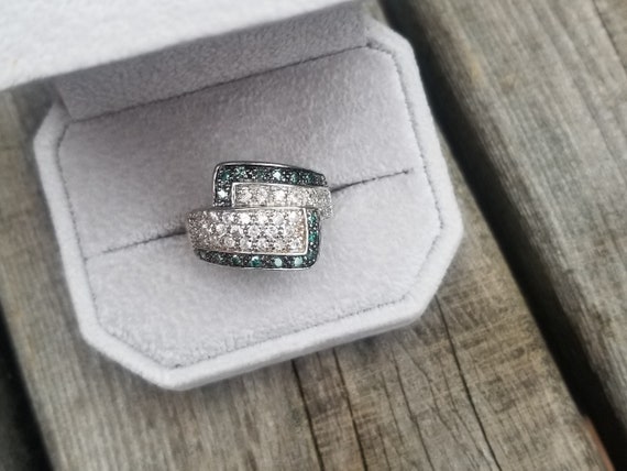 Diamond Sterling Silver Ring with White Topaz
