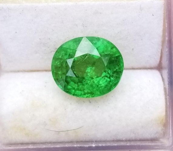 Green Garnet January Birthstone 3.40 Carats Oval Tsavorite Gemstone