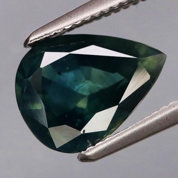 Natural Tear Drop Shape Dark Blue Green Sapphire Over 2 Carats