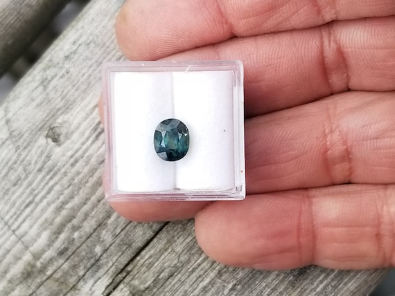 Blue Green Sapphire 7.7 x 6.4 MM Oval Over 2 Carats