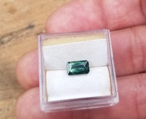 Blue Green Sapphire Emerald Cut Shape for Anniversary Jewelry , September Birthstone for Pendant , Free Shipping to North America