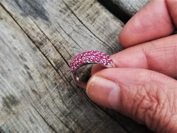 Fine Ruby Sterling Silver Design Ring - image 3