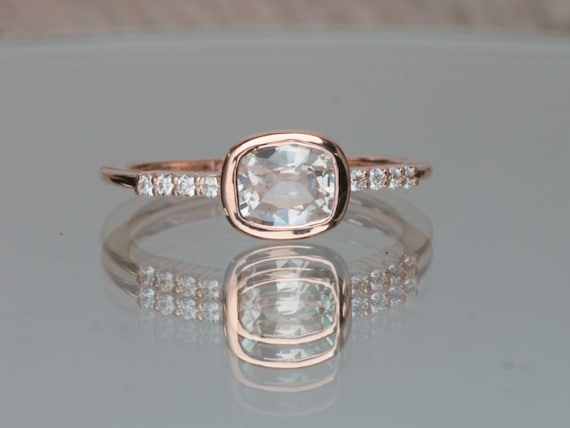 White Sapphire Rose Gold Minimalist Engagement Ring