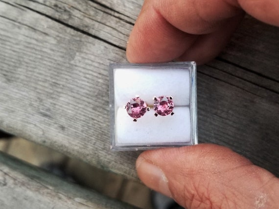 14k Rose Gold Round Sapphire Earrings