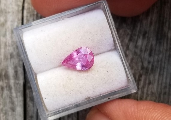 Neon Pink Sapphire Pear Shape for Engagement Ring, Free Shipping to North America