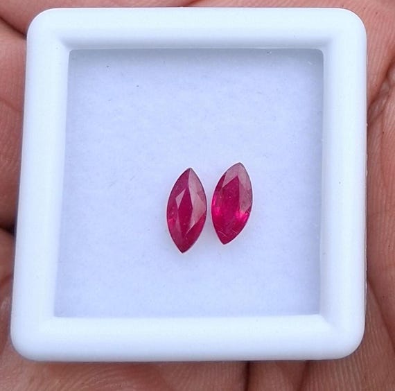 Fine Deep Red Marquise Ruby Pair July Birthstone for Earrings Gift