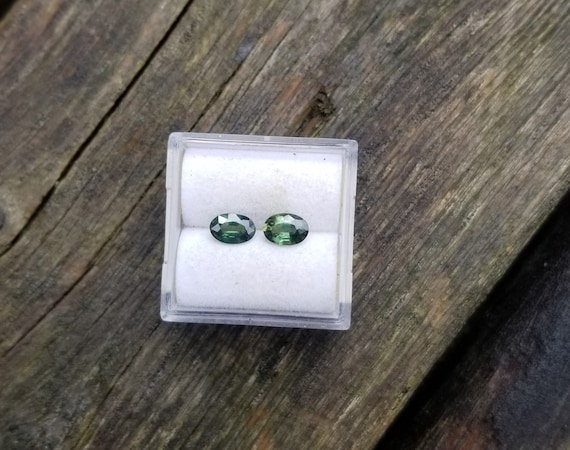 Natural Ceylon Green Sapphire Pair for Earrings, September Birthstone Sapphire for Anniversary Jewelry , Free Shipping to North America