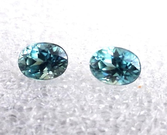 Natural Blue Zircon Precision Cut Gemstone, 7x5 mm Oval Pair December Birthstone
