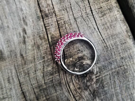 Fine Ruby Sterling Silver Design Ring - image 2