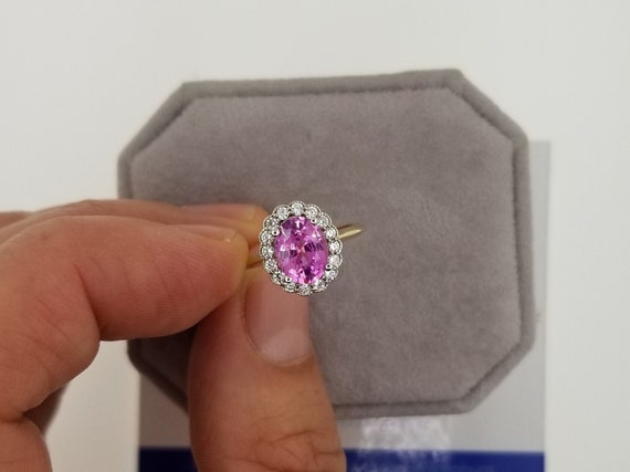 Vintage Gold Ring Pink Sapphire Inspired Vintage Engagement Ring Two Tone Gold Ring