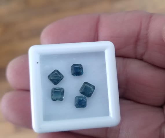 Natural Montana Square Blue Sapphire for Jewelry Gift for Her. Free Shipping to North America